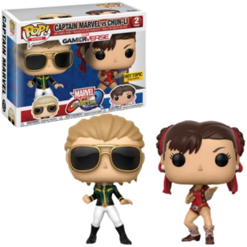 Funko Pop Marvel Gamerverse 2 Pack - Captain Marvel Vs Chun-Li Hot Topic EX