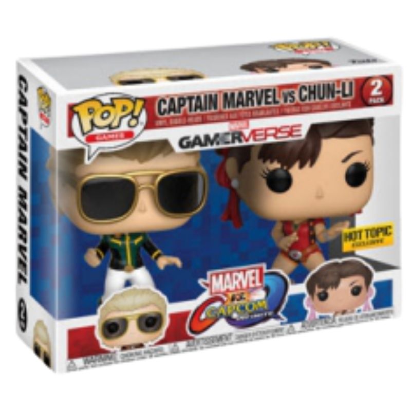 Funko Pop Marvel Gamerverse 2 Pack - Captain Marvel Vs Chun-Li Hot Topic EX