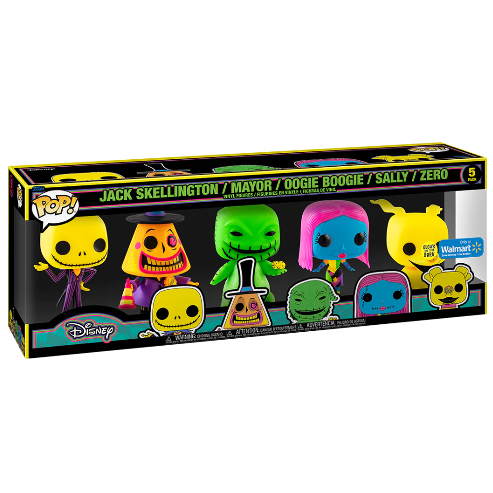 Funko Pop The Nightmare Before Christmas - Jack/ Mayor/ Oogie Boogie/ Sally/ Zero 5-Pack (Black Light) Walmart EX