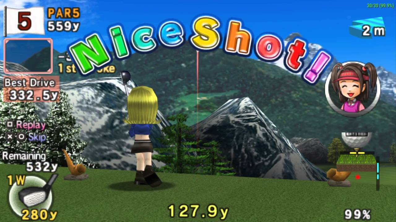 Hot Shots Golf Open Tee (Sony PlayStation Portable) on the Anbernic RG351P  