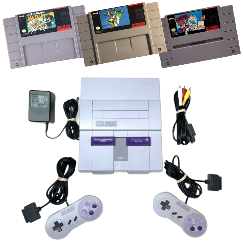 SNES Bundle - Console + 2 Controllers + 3 Games